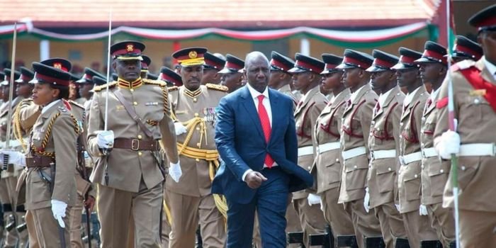 president william ruto inspects a guard of honour during the administration police pass out parade in nairobi